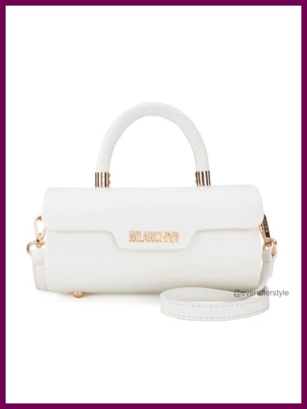 Vegan Leather Crossbody Bag Mini Barrel Top Handle Adjustable Strap